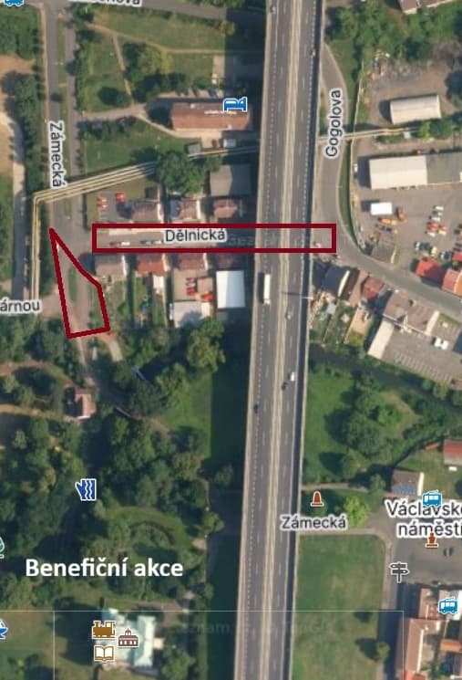 Mapa: Ulice Dělnická / Zámecká