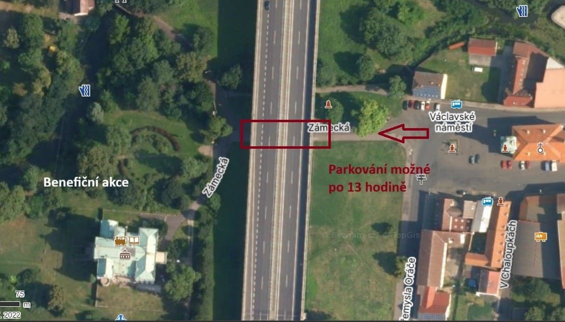 Mapa: Pod dálnicí – ulice Zámecká