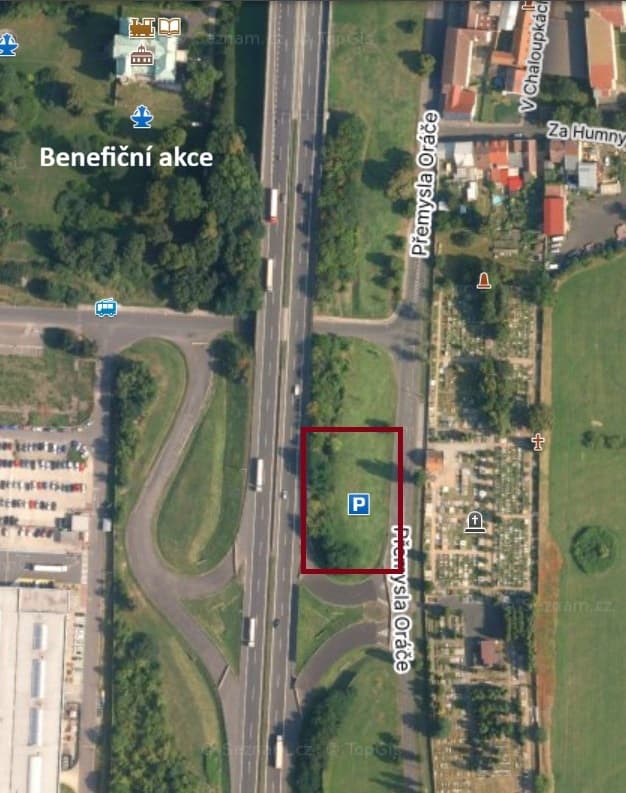 Mapa: Přemysla Oráče (naproti hřbitovu)